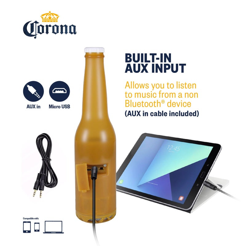 Corona Beer Bottle Bluetooth Speaker â€“ 30FT Range Portable Wireless Stereo Sound System with Bluetooth + AUX Support, 3 Hour Playtime, Travel-Friendly Audio for Outdoor & Indoor Activities - Image 3